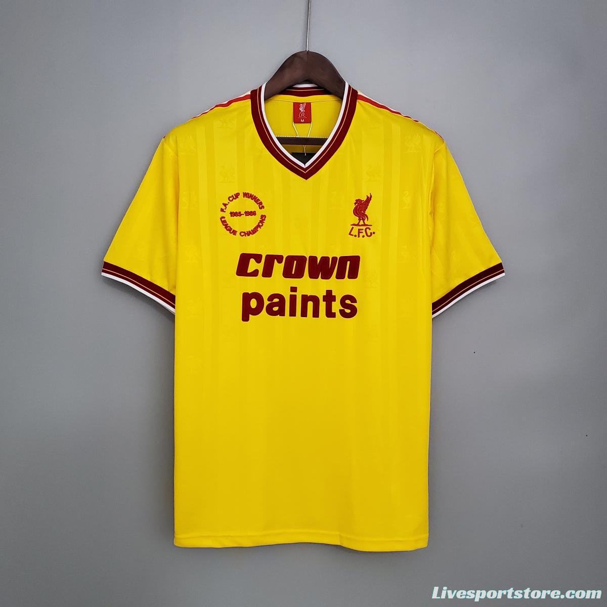 Retro 85/86 Liverpool away yellow Soccer Jersey