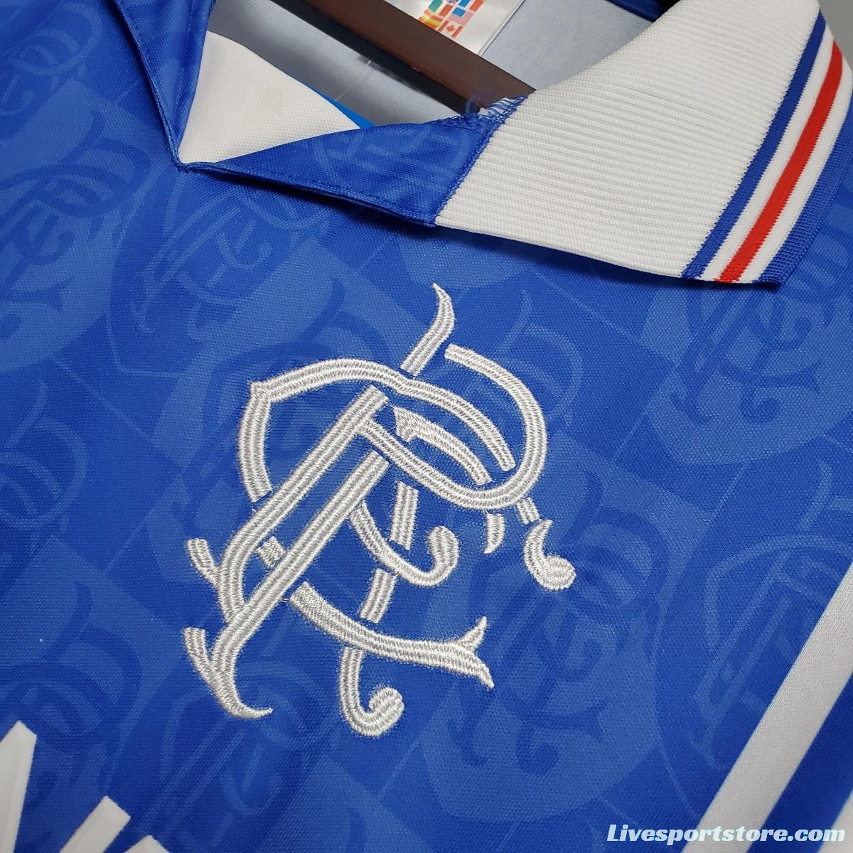 Retro 96/97 Rangers home Soccer Jersey