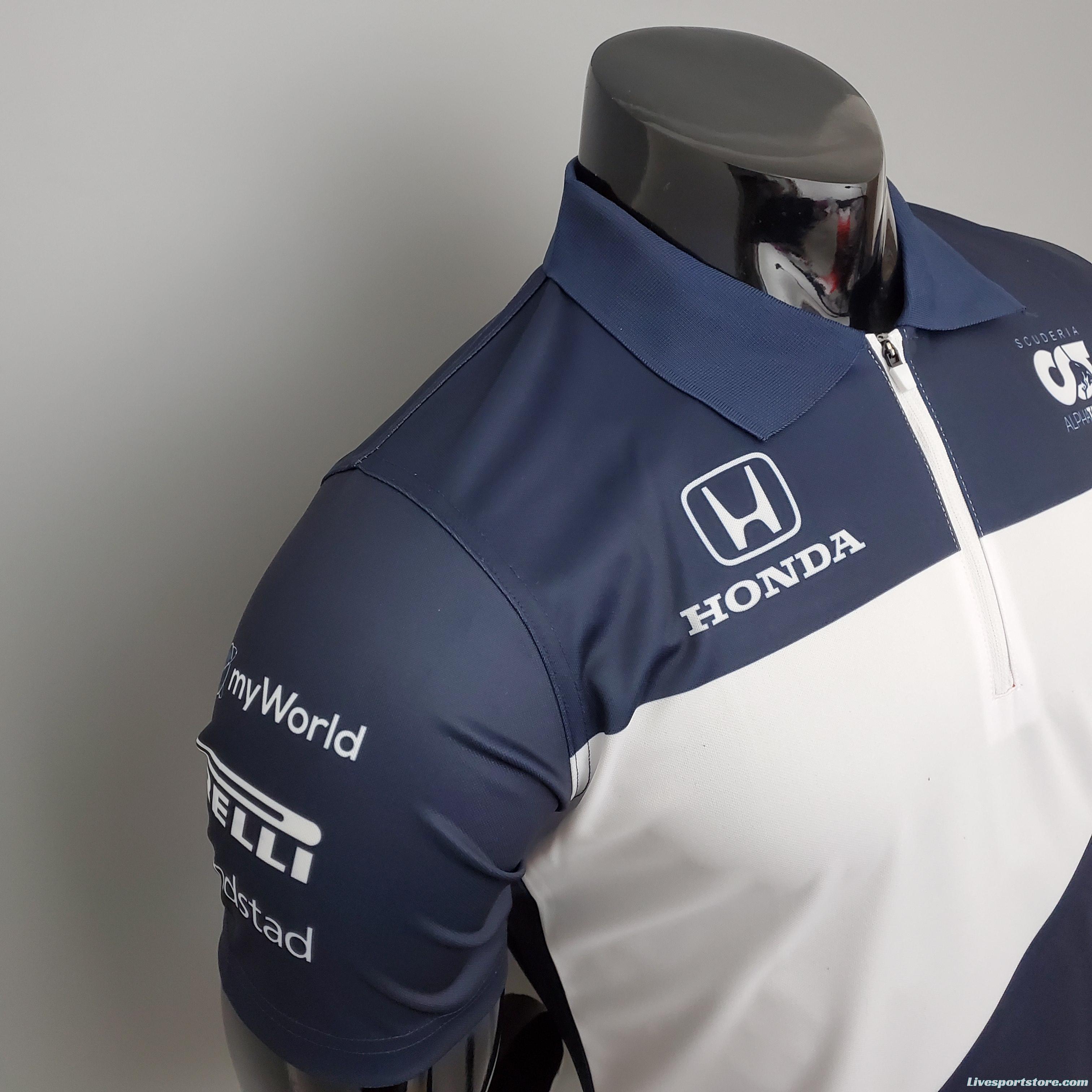 F1 Formula One Honda Blue White S-5XL