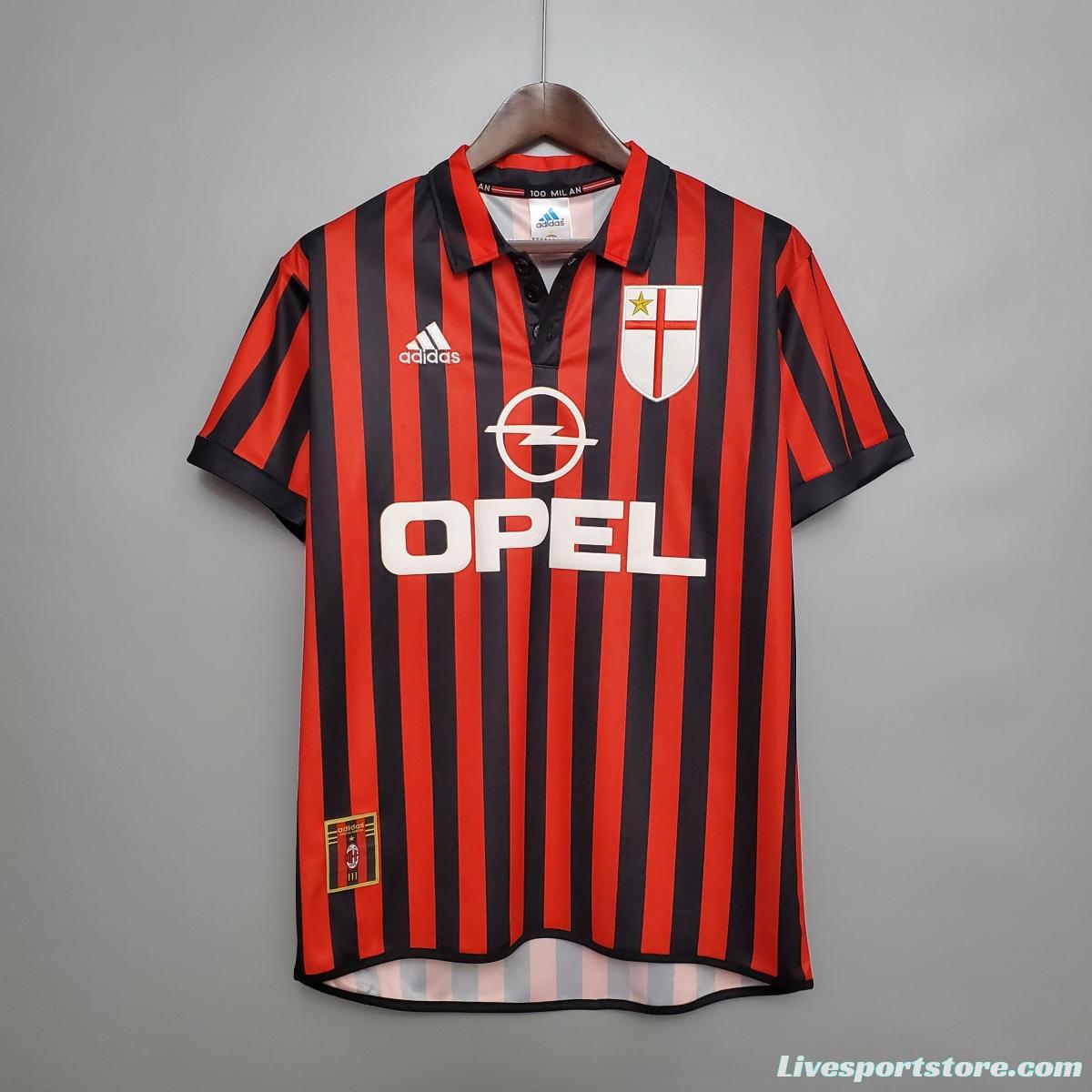 Retro 99-00 AC Milan Centenary home Soccer Jersey