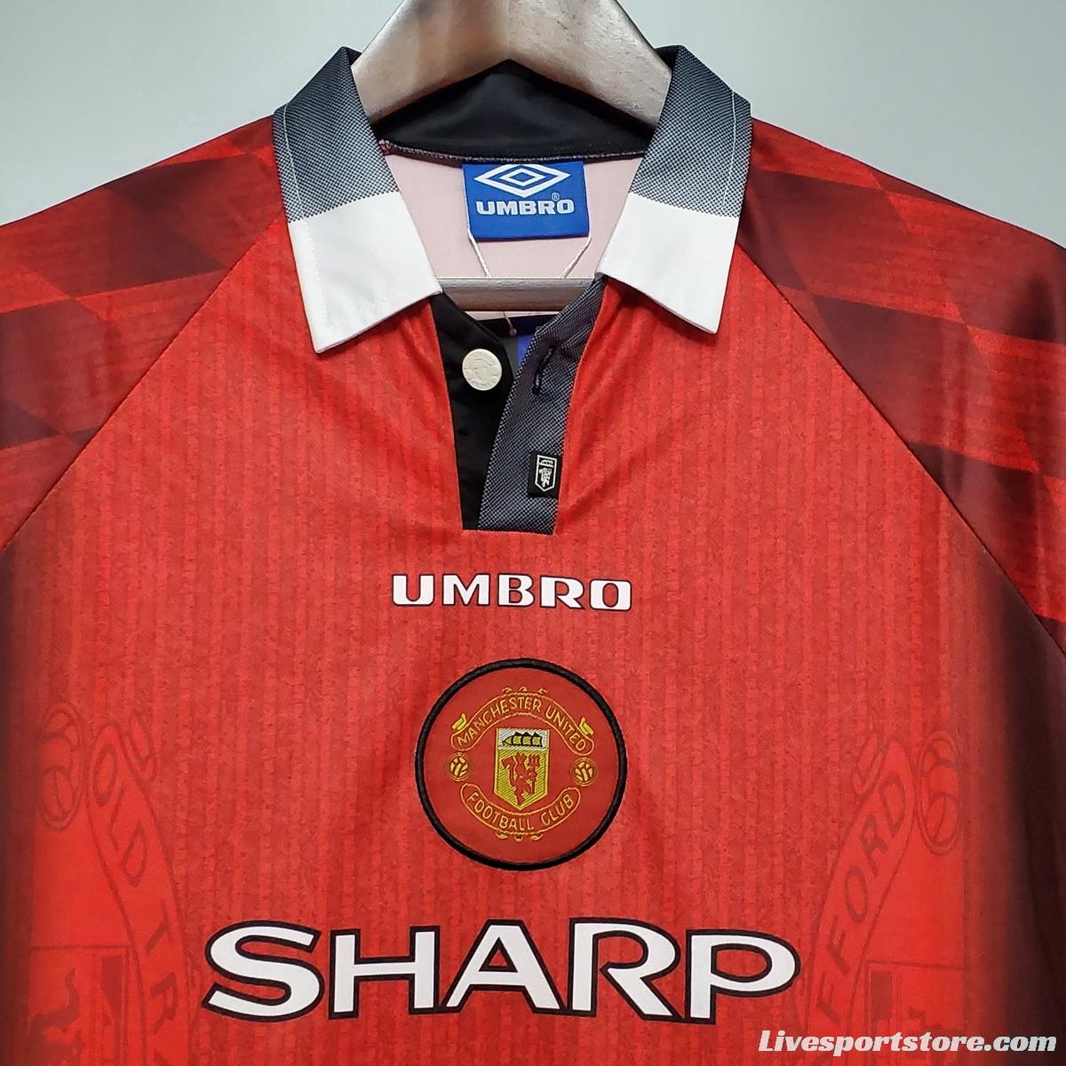 Retro Long Sleeve 96/97 Manchester United Home Soccer Jersey