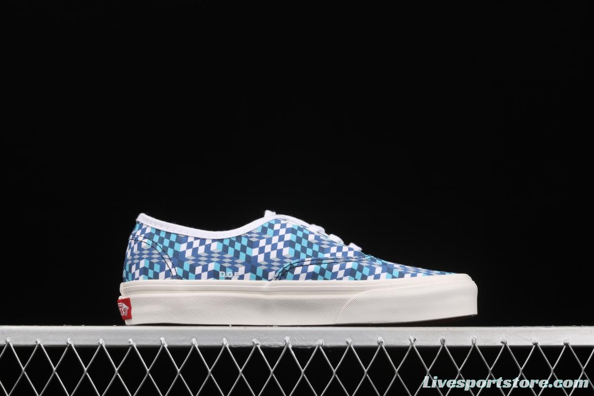 DOE x Vans Authentic chessboard blue and white low-top casual board shoes VN0A4ODU2DJ