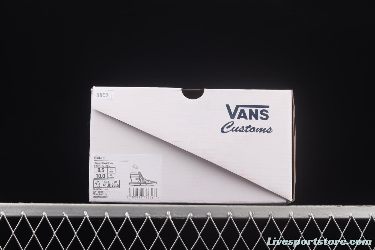 Vans Sk8-Hi BAPE co-signed Anaheim black and white classic high top casual board shoes VN0A38GF7BG