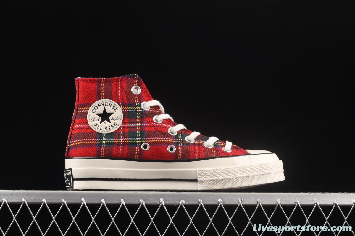 Converse Chuck 1970's Converse Christmas red checkered high-top casual board shoes 169257C