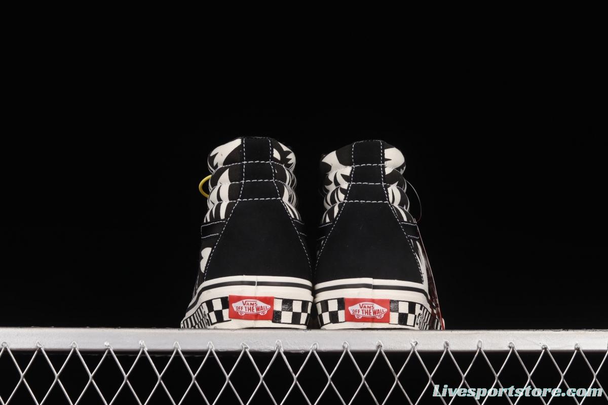 Vans Sk8-Hi Anaheim checkerboard black and white maple leaf print high-top casual shoes VN0A4VHE9Z9