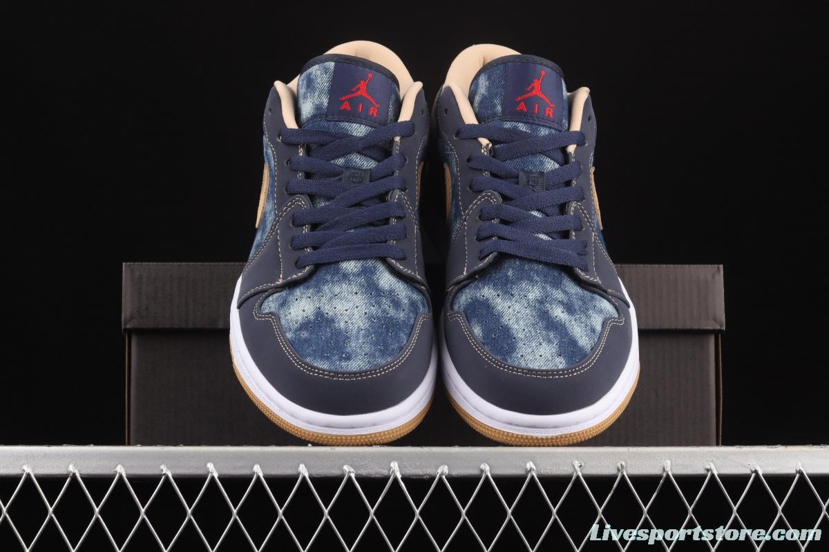 Air Jordan 1 Low dark blue denim low top basketball shoes DH1259-400