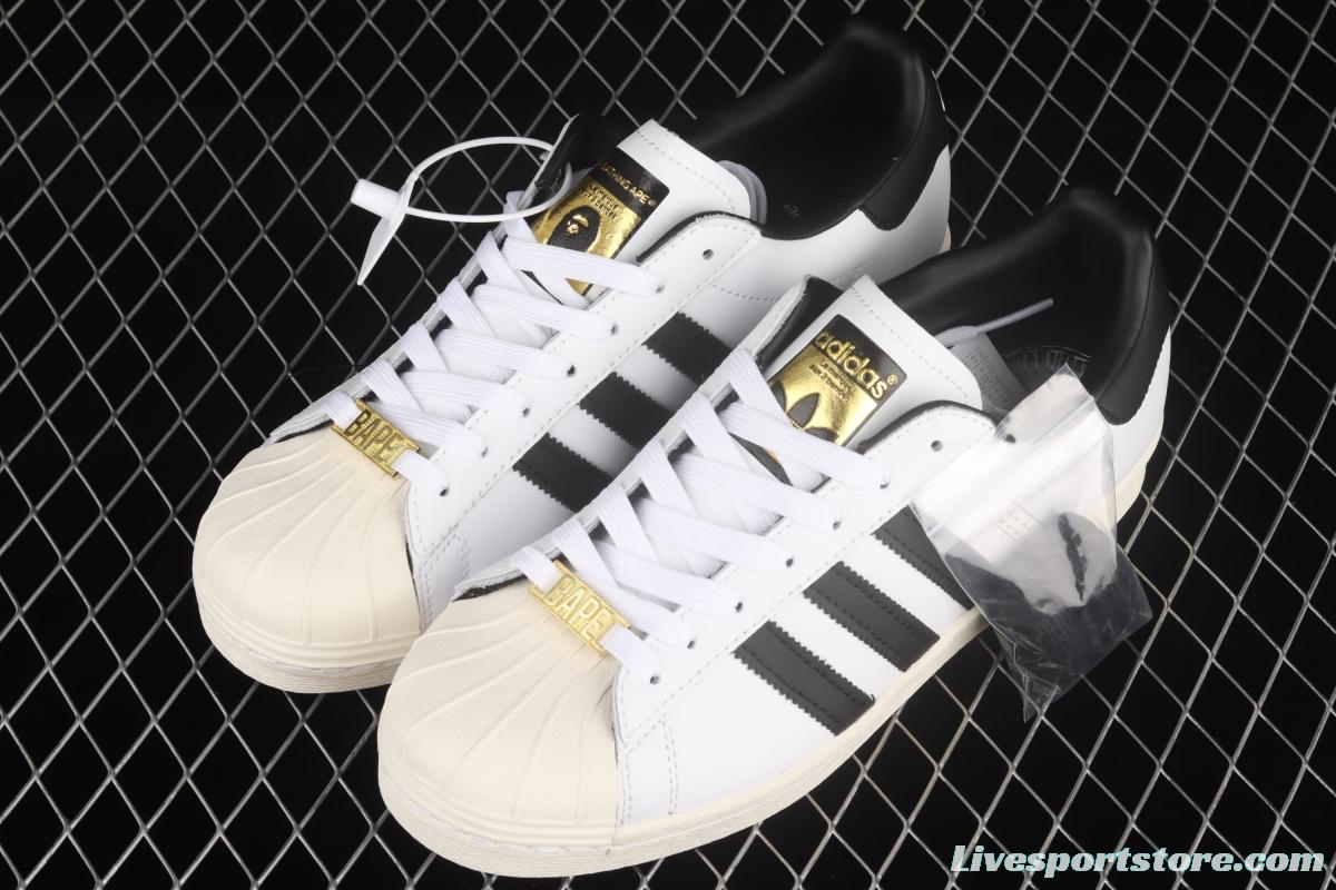 BAPE x Adidas Superstar 80s GZ8980 Darth ape-man co-named shell full head casual board shoes