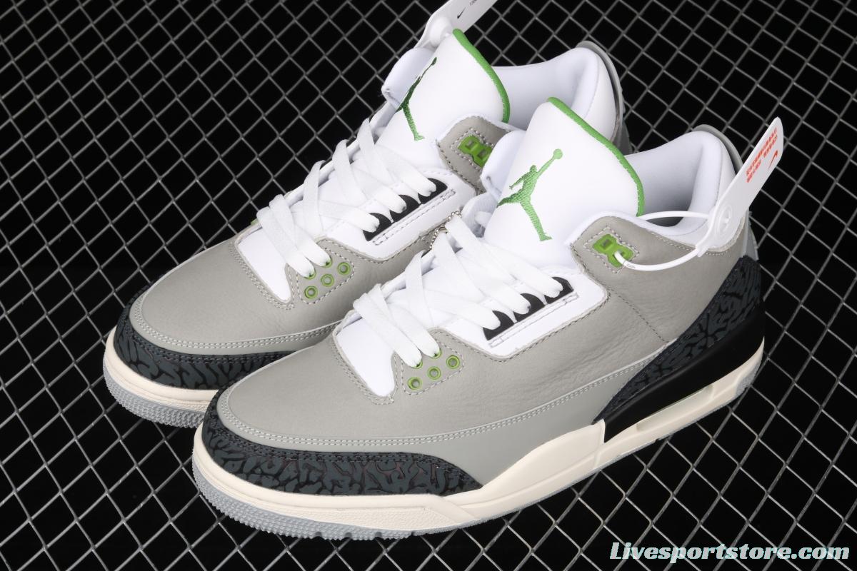 Air Jordan 3 Retro Chlorophyll AJ3 Joe 3 chlorophyll Gray Green manuscript 136064-006