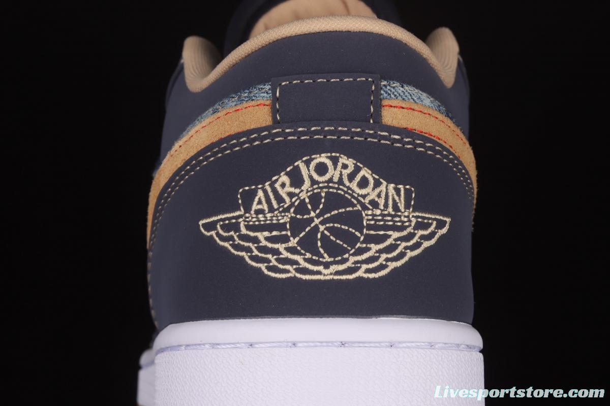 Air Jordan 1 Low dark blue denim low top basketball shoes DH1259-400