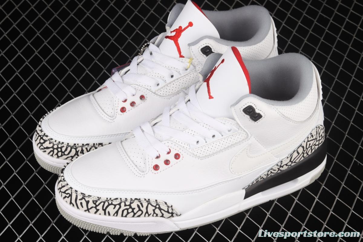 Air Jordan 3 TiNIKEer Hatfield AJ3 Joe 3 manuscript White cement Hook AV6683-160