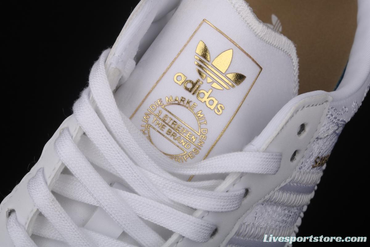 Adidas Sambarose W EG5158 clover vintage pure white embroidered thick-soled high board shoes