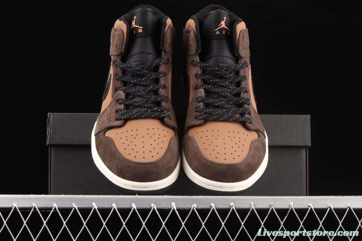 Air Jordan 1 Mid Chocolate Brown medium side Culture Basketball shoes DC7294-200