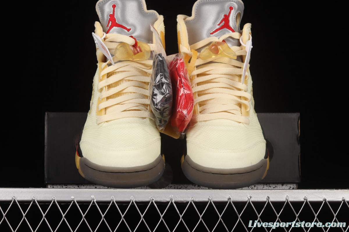 OFF-White x Air Jordan 5 Retro SP White Sail Golden Cicada DH8565-100