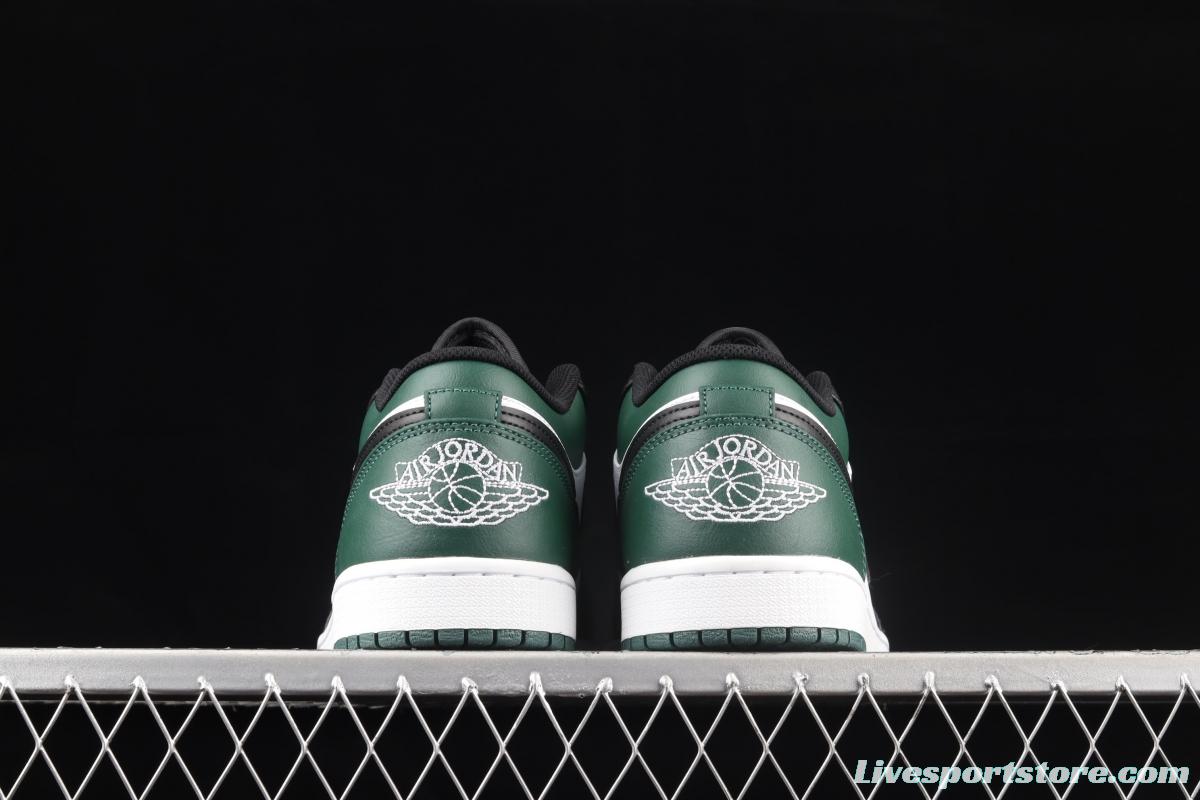 Air Jordan 1 Low black, white and green low-top cultural basketball shoes 553558-371