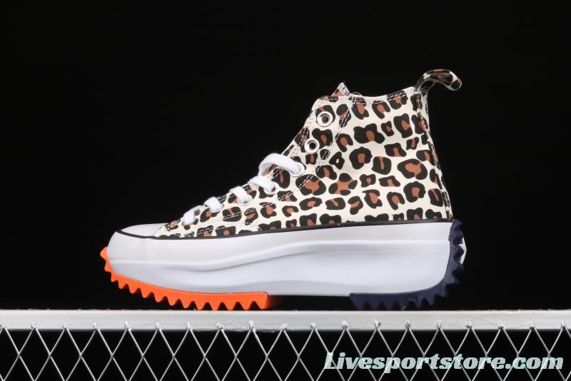 JW Anderson x Converse Run Star Hike white leopard pattern heightened casual board shoes 166862C