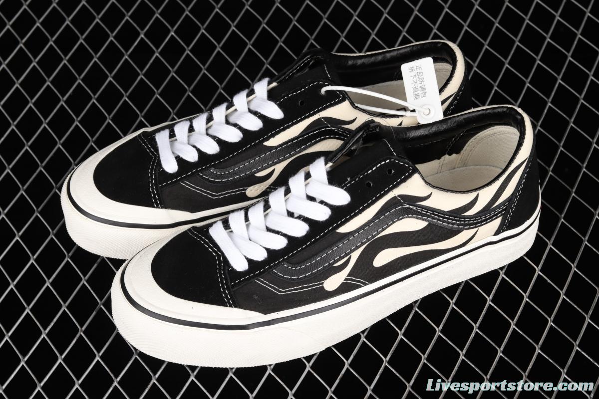 Vans Style 36 half-moon Baotou black-and-white flame low-top sports shoes VN0A3ZCJROF