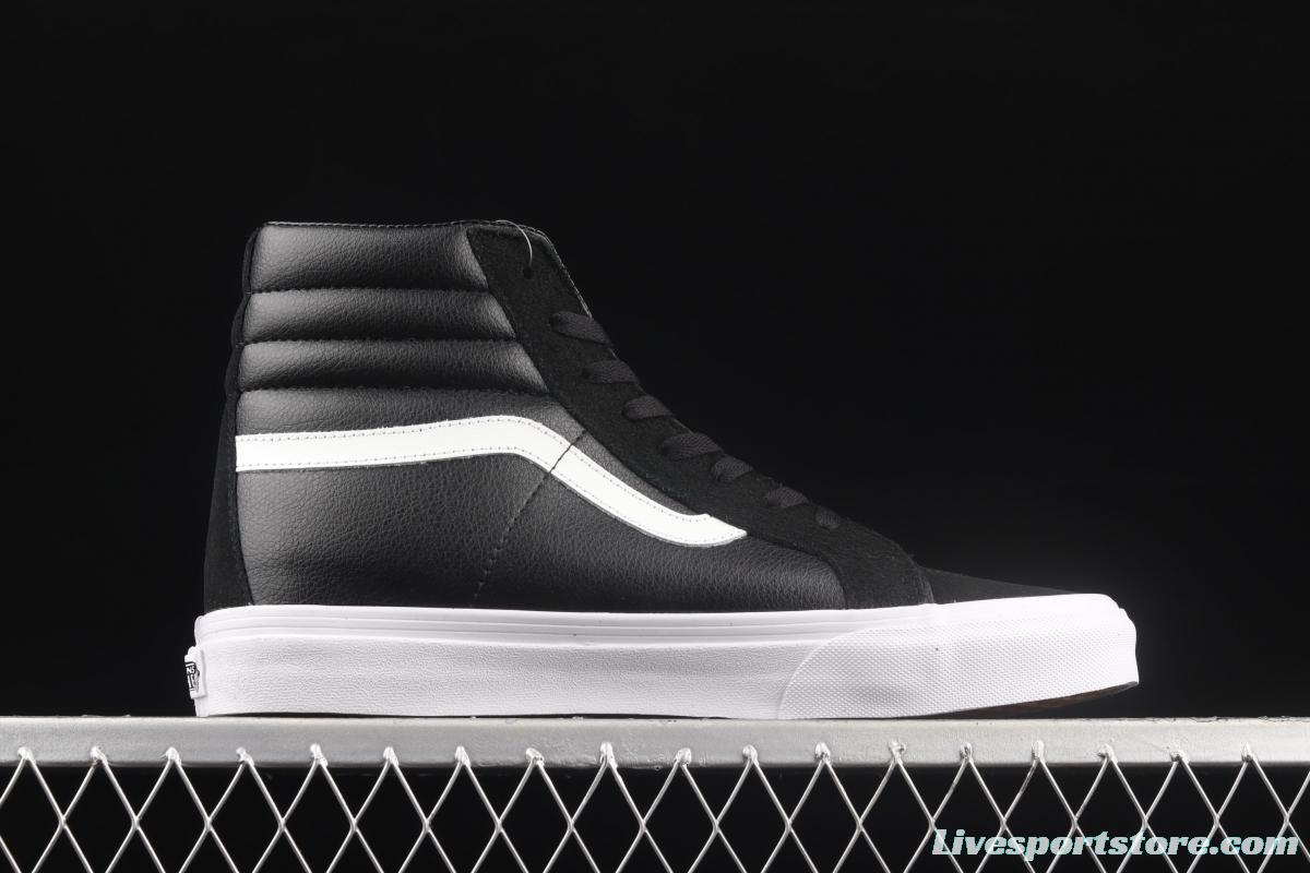 Vans Sk8-Hi black and white leather high-top casual board shoes VN0A4U3DNA0