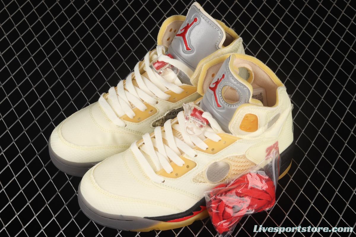 OFF-White x Air Jordan 5 White Sail Golden Cicada Wings DH8565-100