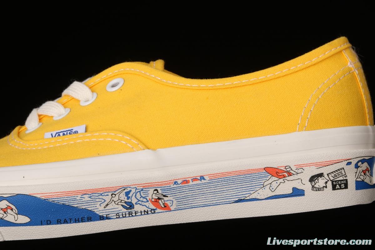 Vans Authentic 44 DX yellow canvas surfing printed Anaheim vintage board shoes VN0A54F241Q