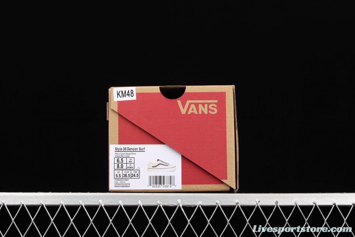 Vans Style 36 million gray rice white side stripes low-edge sports board shoes VN0A3MVLXGL