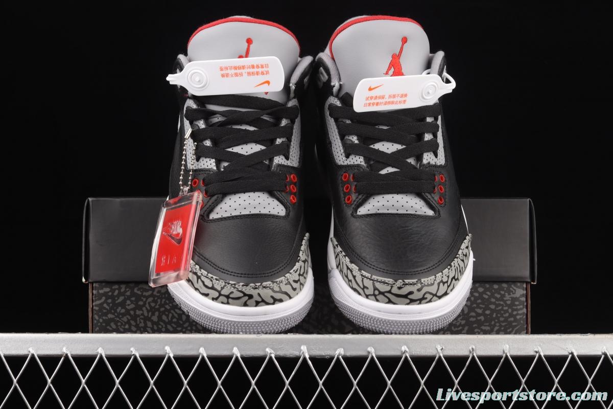 Air Jordan 3 Retro Black Cement (2018) AJ3 Joe 3 re-engraved black cement 854262-001