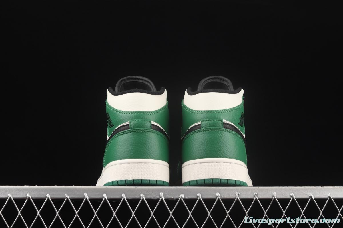 Air Jordan 1 Mid Pine Green refreshing green toe Zhongbang basketball shoes 852542-301