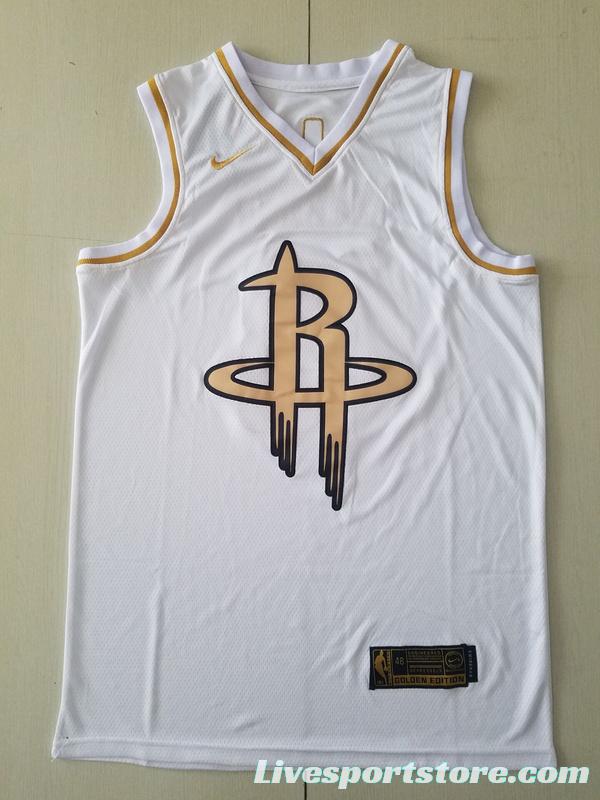 James Harden 13 White Golden Edition Jersey