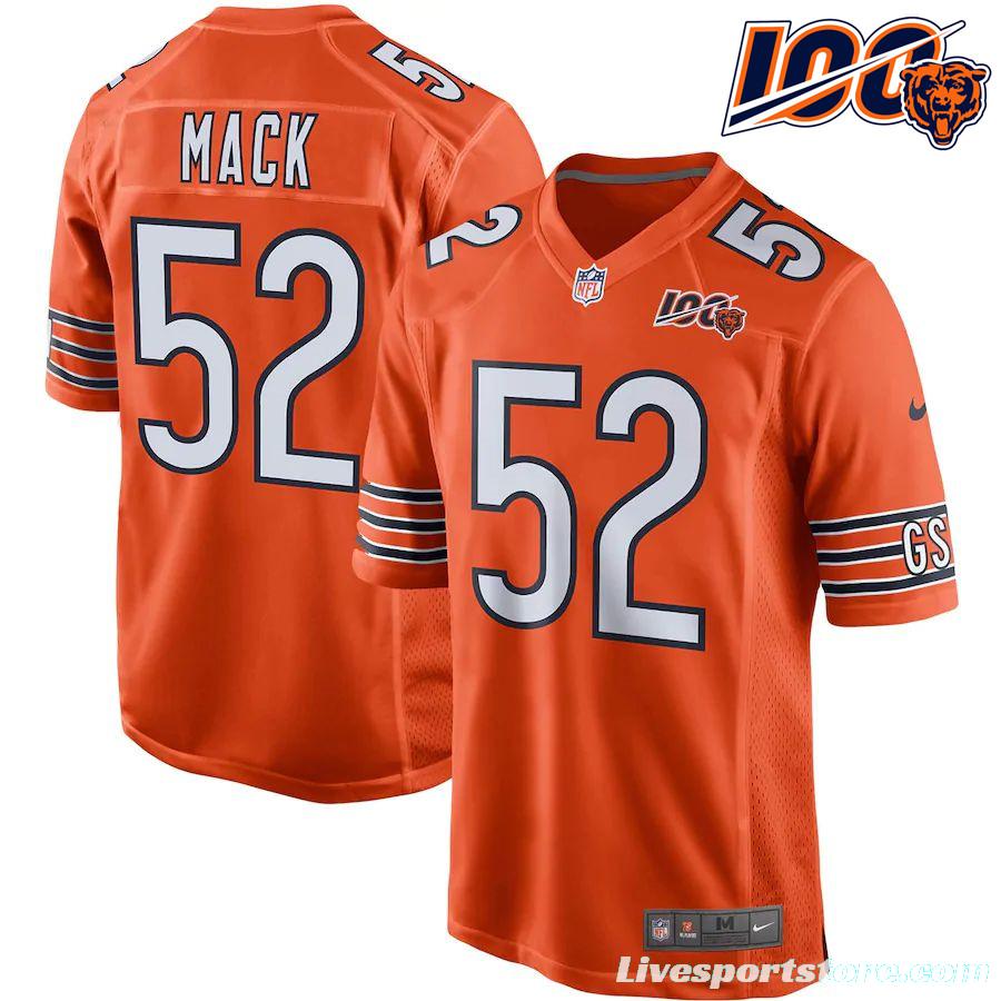 Men's Khalil Mack Orange 100th Season Player Limited Team Jersey