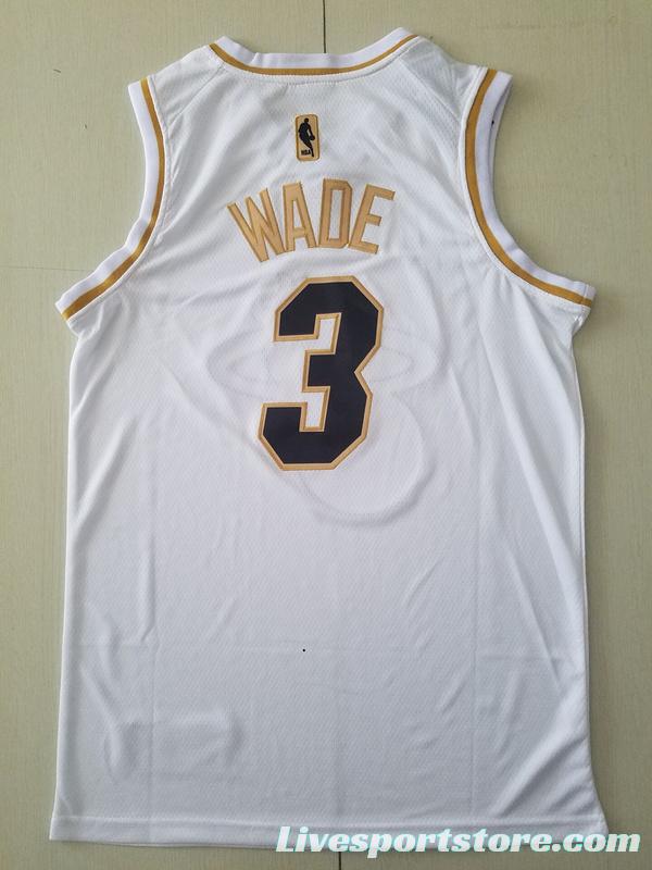 Dwyane Wade 3 White Golden Edition Jersey