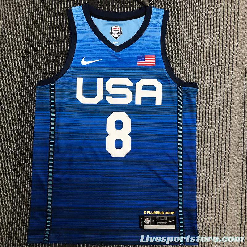 Thai Version Men's Khris Middleton Navy USA Basketball Player Jersey