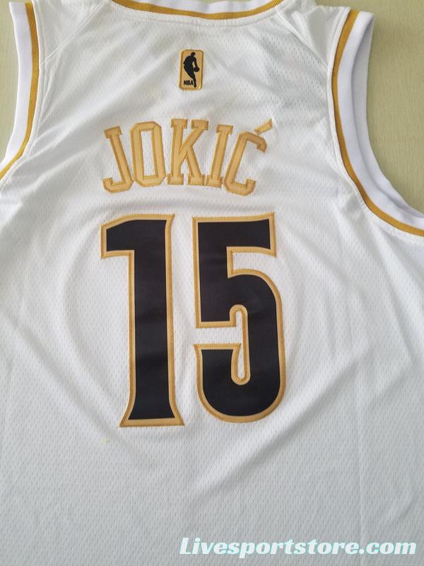 Nikola Jokic 15 White Golden Edition Jersey