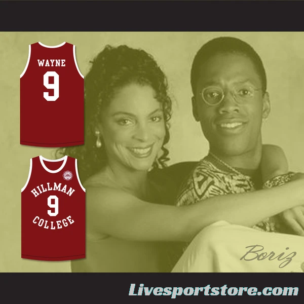 Dwayne Wayne 9 Hillman College Maroon Basketball Jersey with Eagle Patch