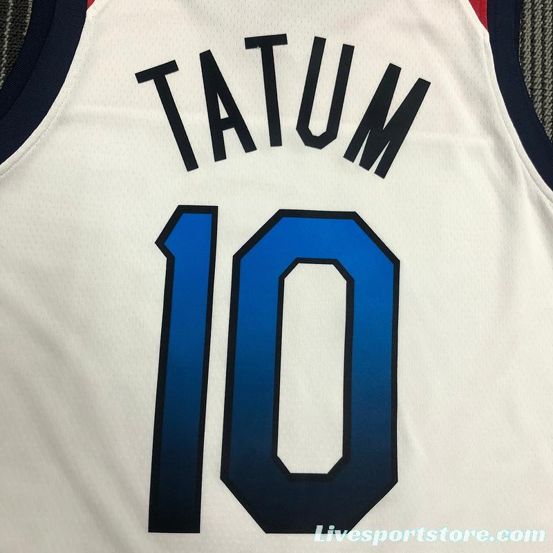 Thai Version Men's Jayson Tatum White USA Basketball Player Jersey