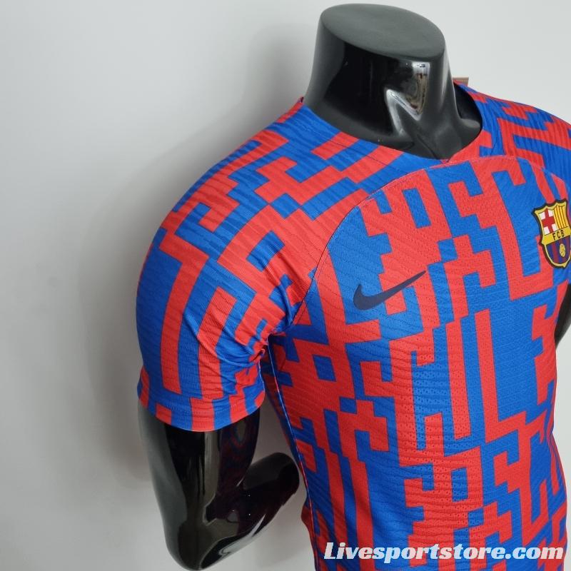 22/23 Barcelona Player Version Pre-match Jersey Red and Blue