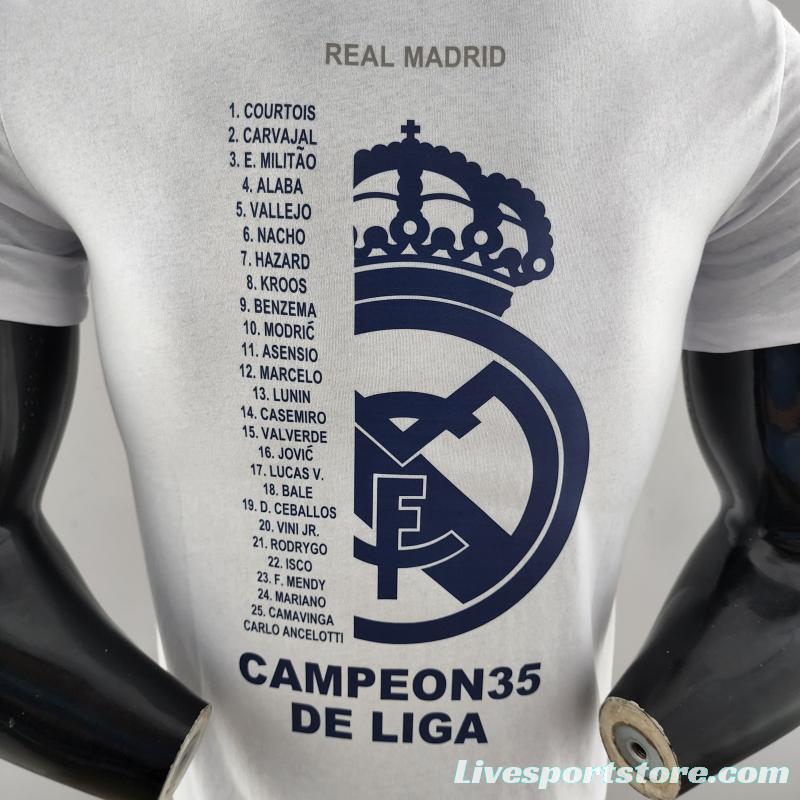 22 23 Real Madrid Mens Campeón 35 T-Shirt Grey  #K000173