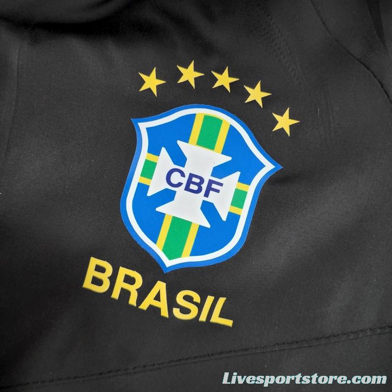 2022 Brazil Black Full Zipper Windbreaker