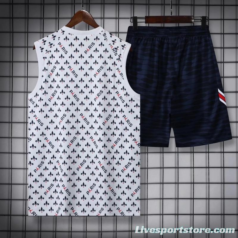 22/23PSG White Flower Dot Pre-Game Training Jersey Vest