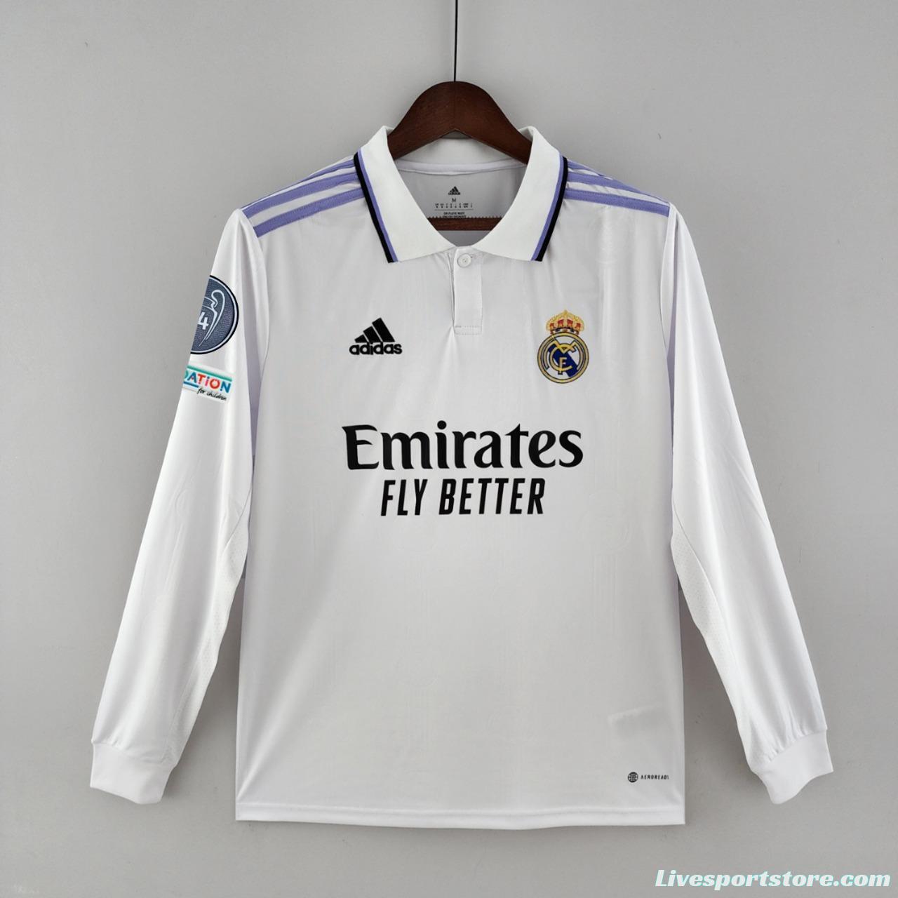 22/23 14 Champions Edition Real Madrid Long Sleeve Home Soccer Jersey