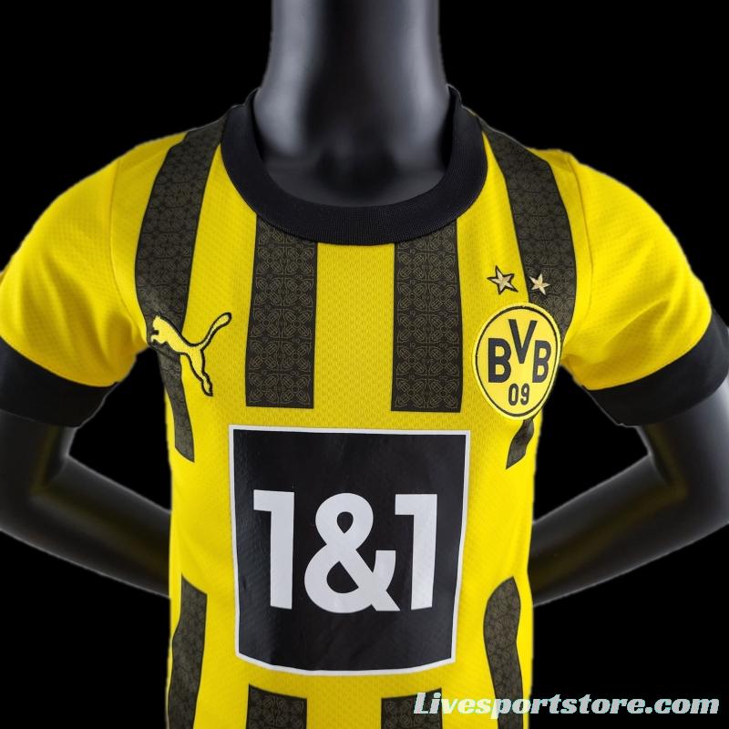 22/23 Kids Kit Dortmund Home SIZE16-28 Soccer Jersey