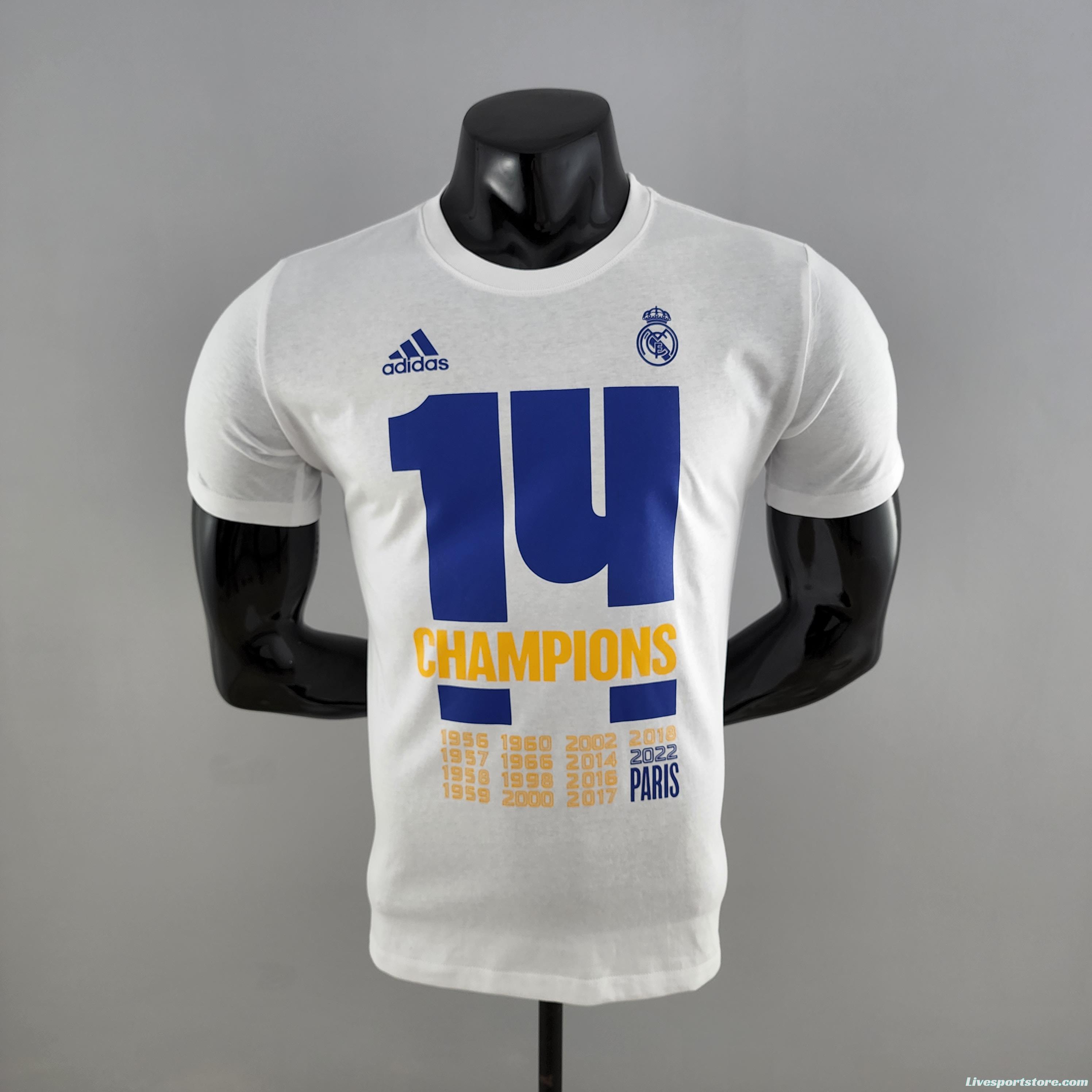 22/23 Real Madrid 14 Champions White  T-Shirts #K000176