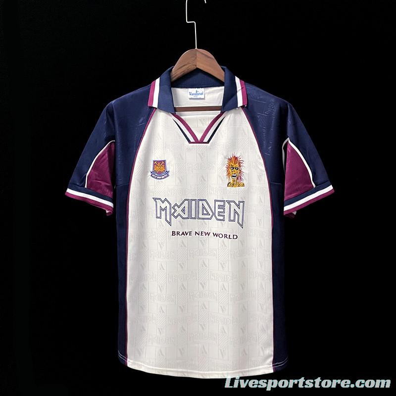 Retro 1999 West Ham Iron Maiden Away Soccer Jersey