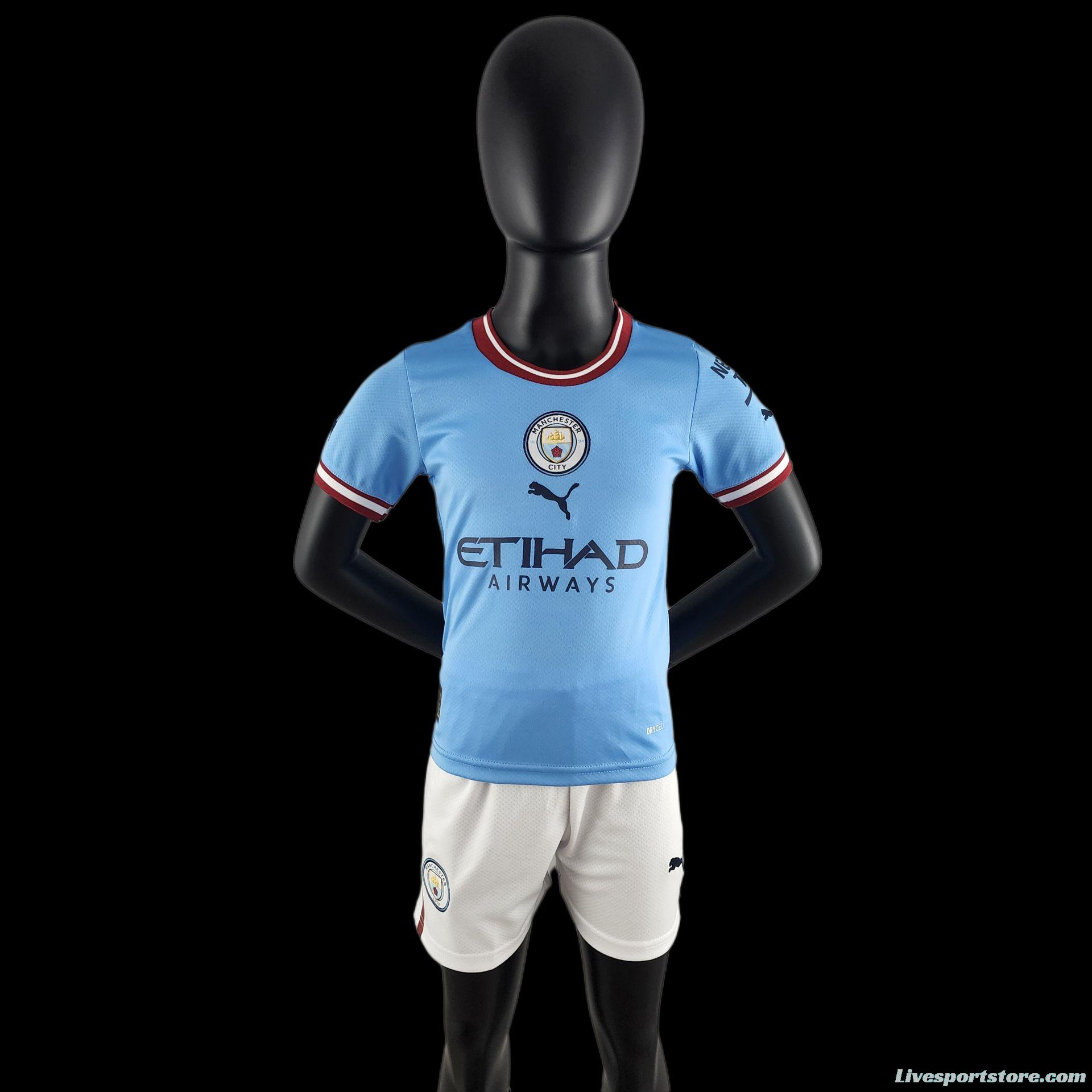 22/23 Kids Kit Manchester City Home Size：16-28 Soccer Jersey