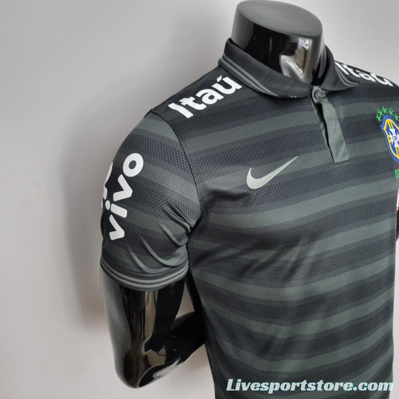 2022 Brazil Polo Black Stripe Jersey