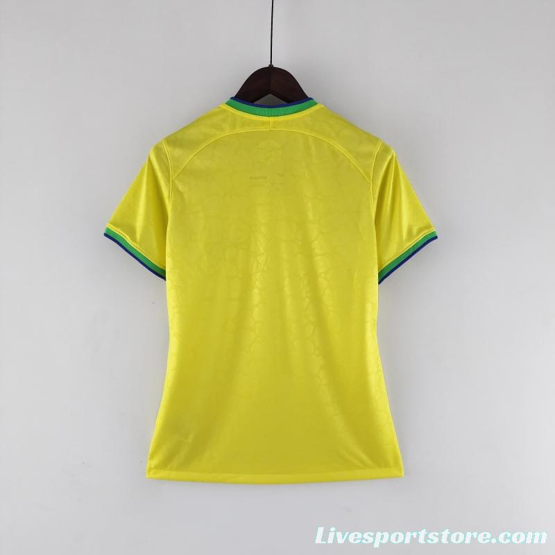 2022 Woman Brazil World Cup Jersey Home Soccer Jersey