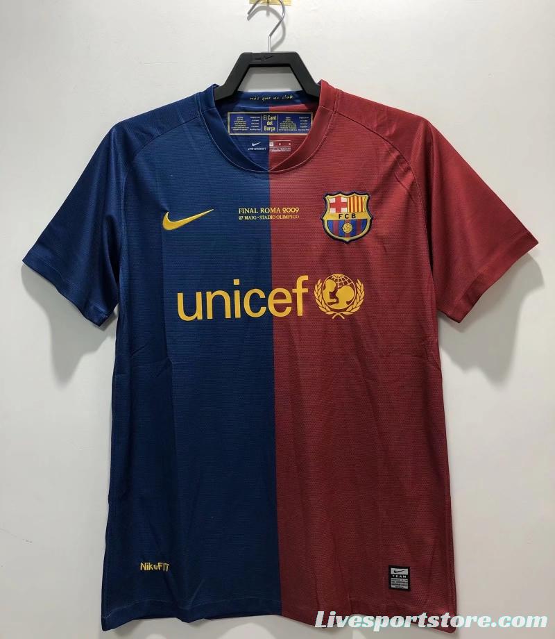 Retro 08/09 Barcelona Home Champions Version Soccer Jersey