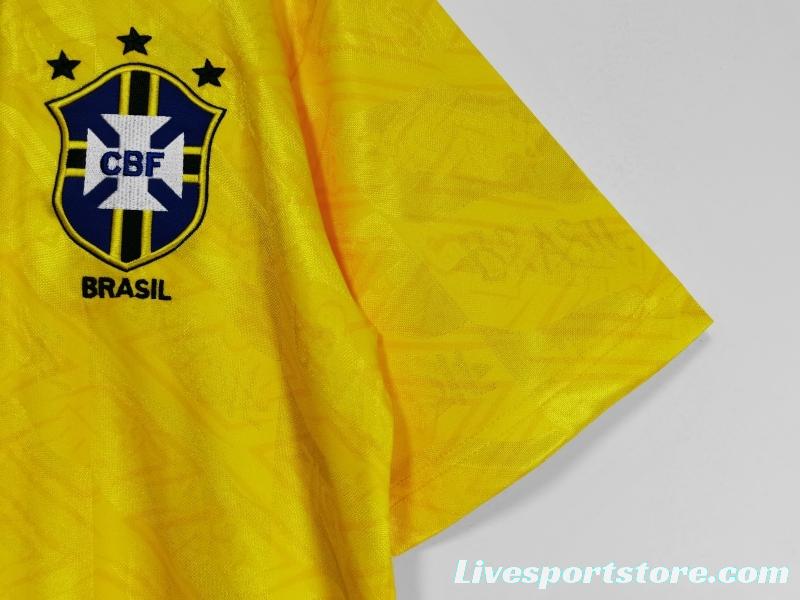 Retro 1991/93 Brazil Home Soccer Jersey