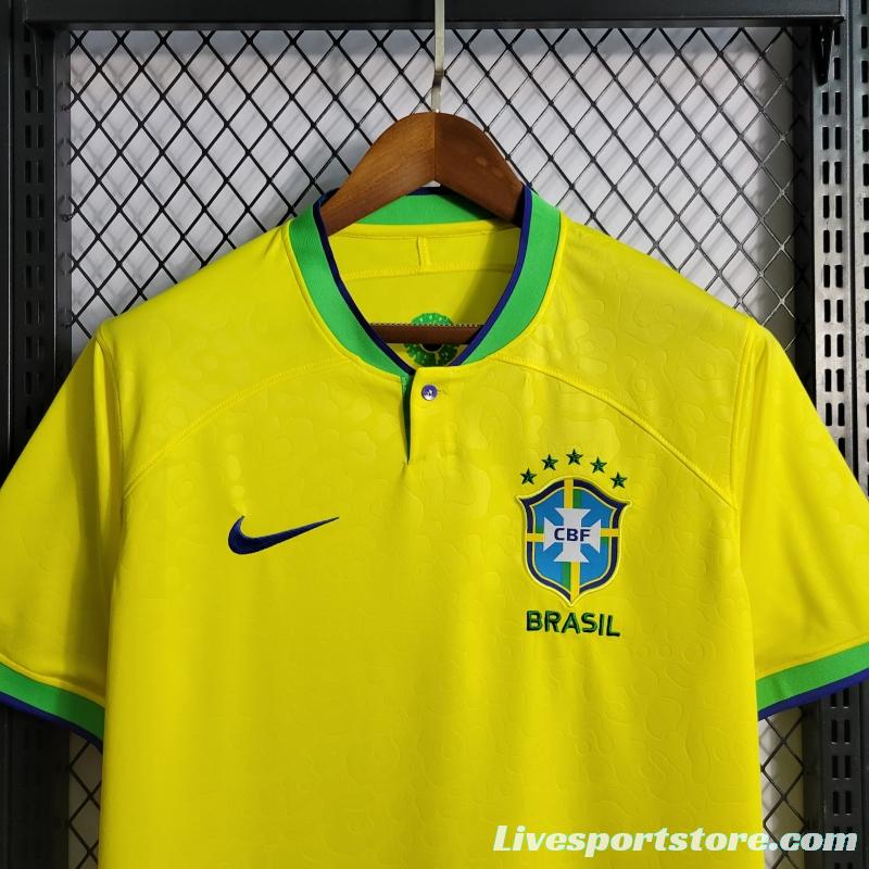 2022 Brazil Home National Team World Cup Soccer Jersey With Special Dragon Namesets