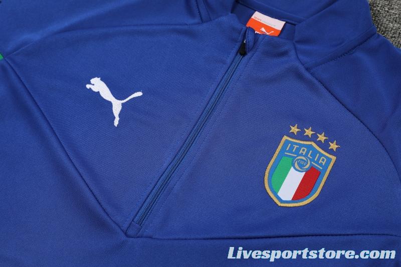 2022 Italy Blue Half Zipper Tracksuit