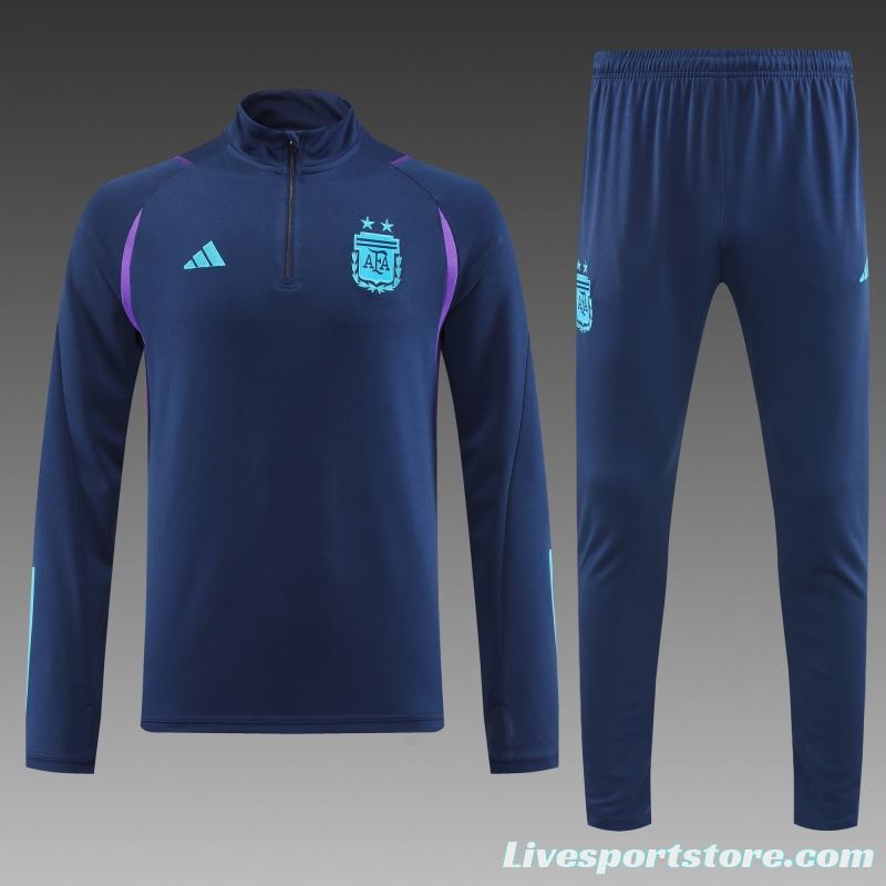 2022 Argentina Navy Half Zipper Tracksuit