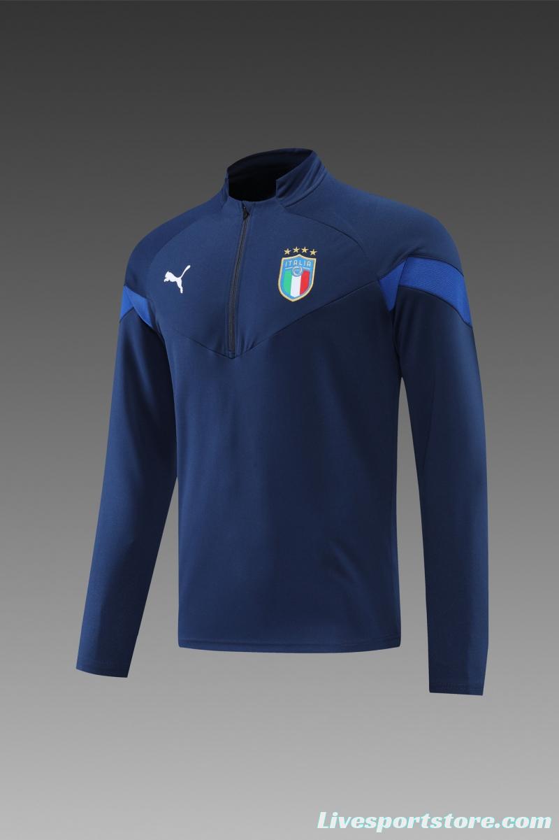 2022 Italy Navy Half Zipper Tracksuit